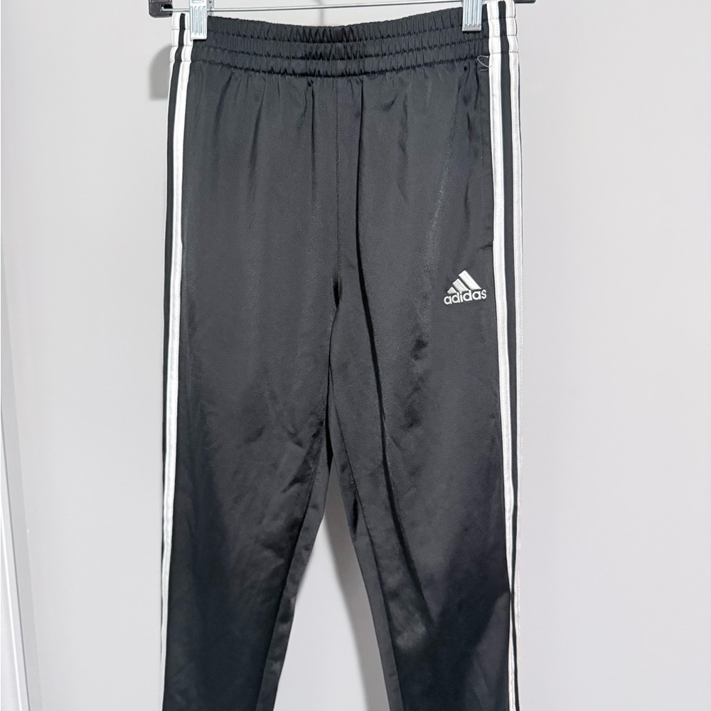 Adidas Kids Black Joggers with White Stripes